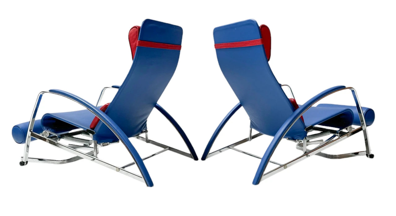 Pair of Grand Repos Lounge Chairs with Stools by Jean Prouvé Tecta , 1980s